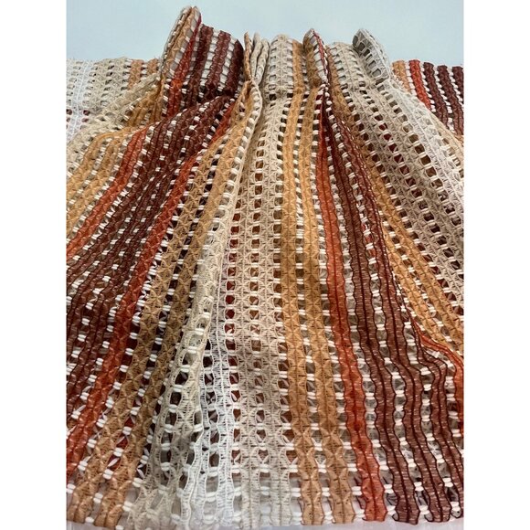 Vintage 70s curtain, beige brown rust ombre pattern, honeycomb mesh single panel - Picture 5 of 10